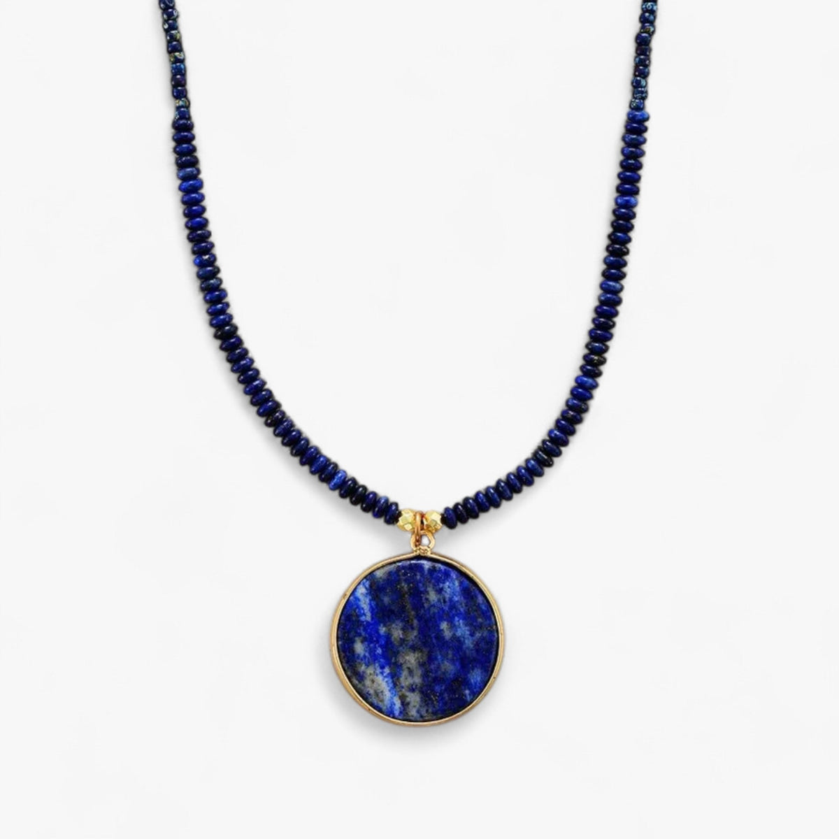 Handmade Lapis Lazuli Beaded Necklace in Deep Blue