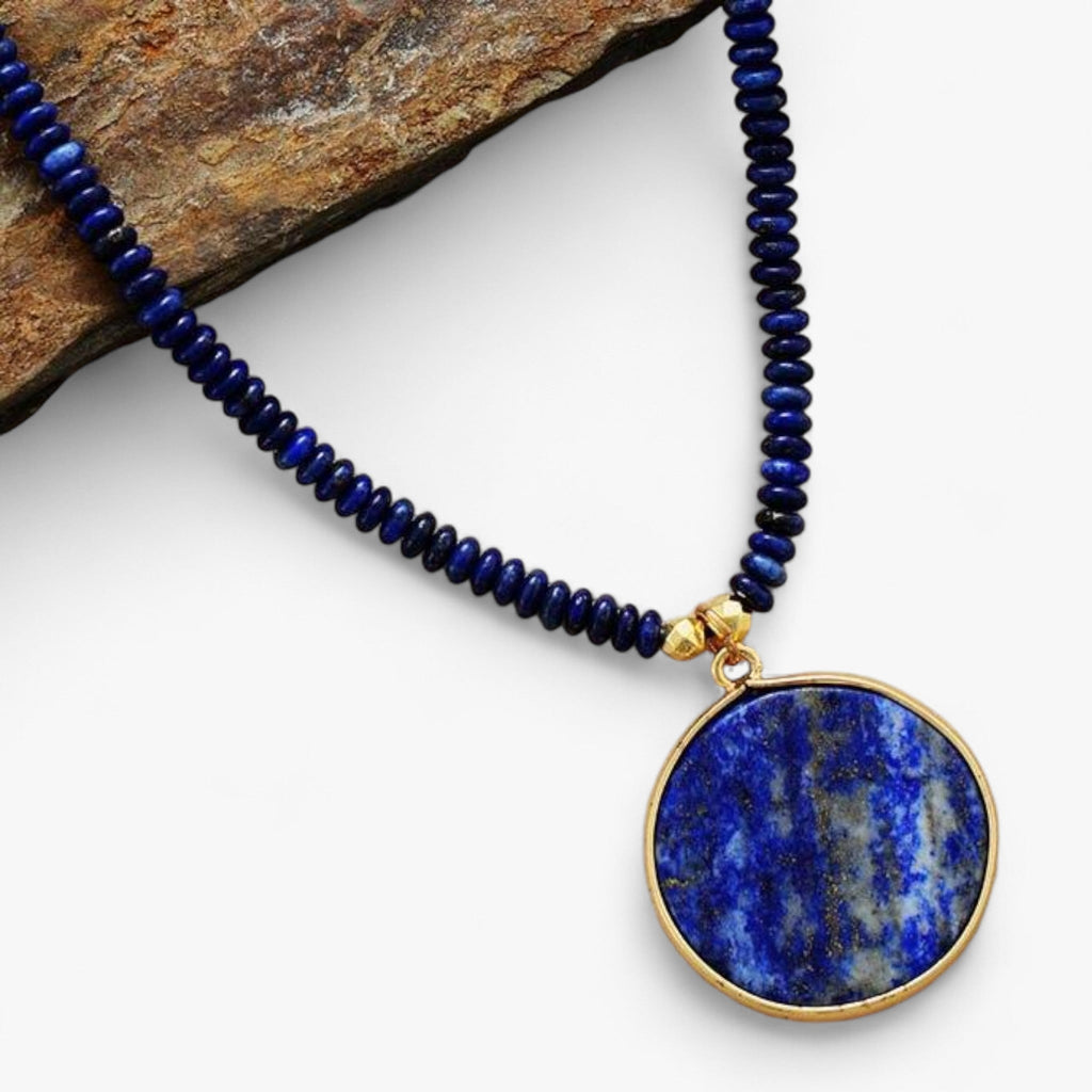 Handmade Lapis Lazuli Beaded Necklace in Deep Blue