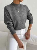 High Neck Knit Jumper with Relaxed Fit for Easy Layering