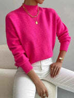 High Neck Knit Jumper with Relaxed Fit for Easy Layering