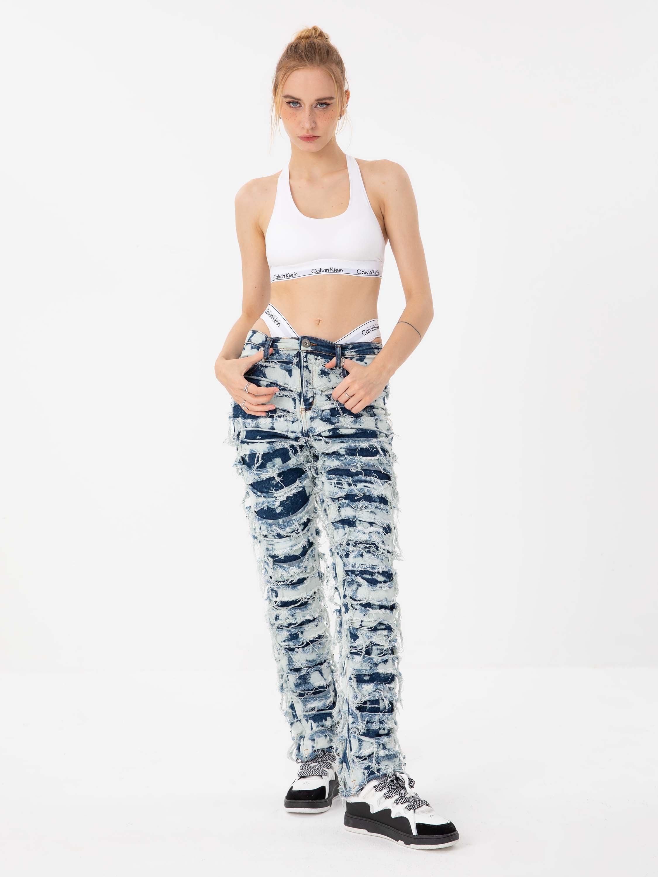 Vintage gewassen jeans met vervaagde afwerking en zachte pasvorm