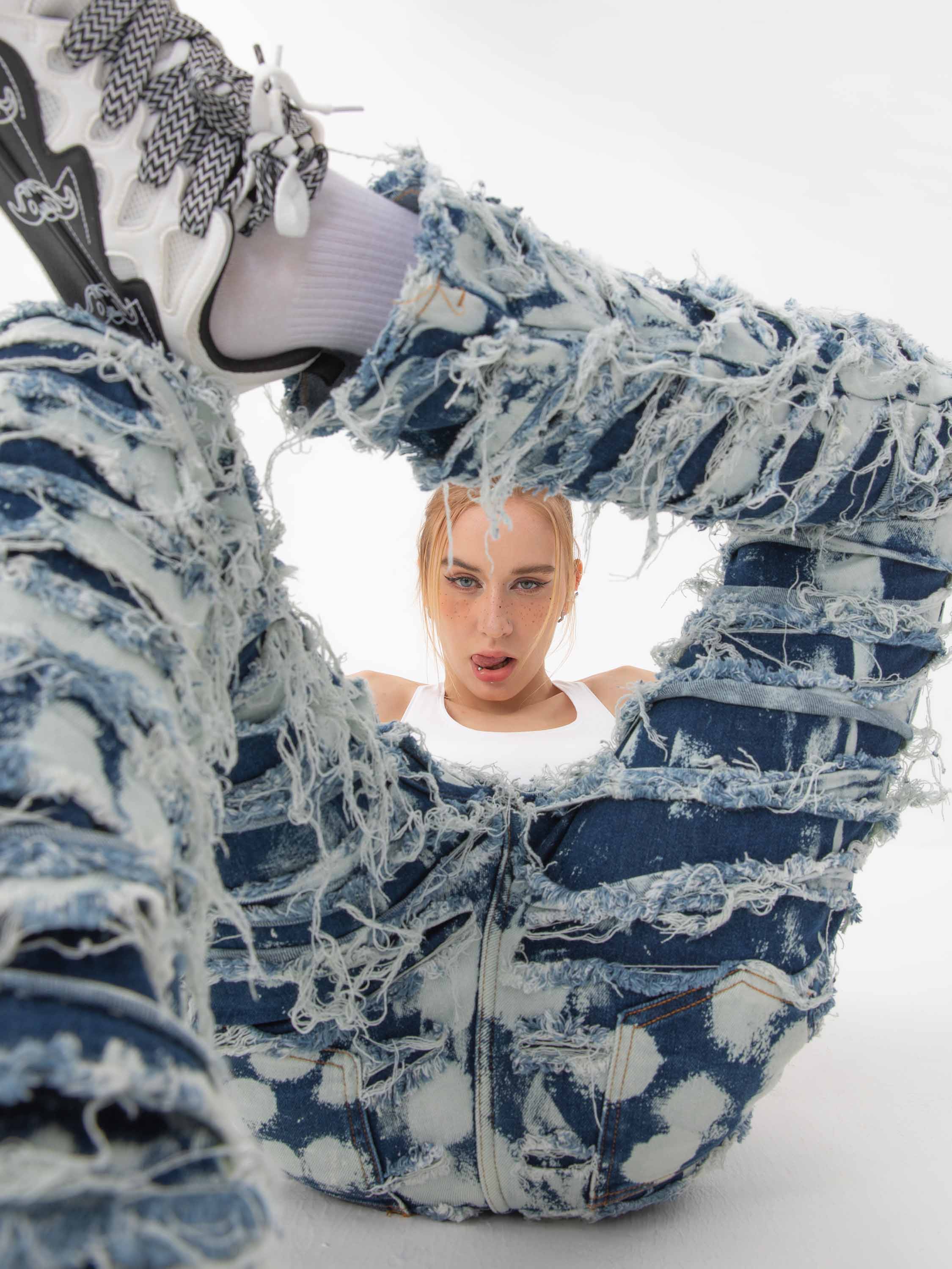 Vintage gewassen jeans met vervaagde afwerking en zachte pasvorm