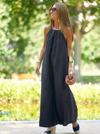 Halter Neck Relaxed Flowing Summer Maxi Dress