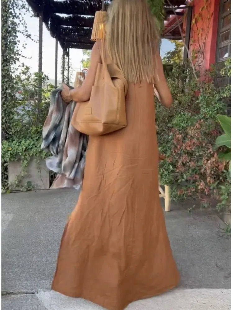 Halter Neck Relaxed Flowing Summer Maxi Dress