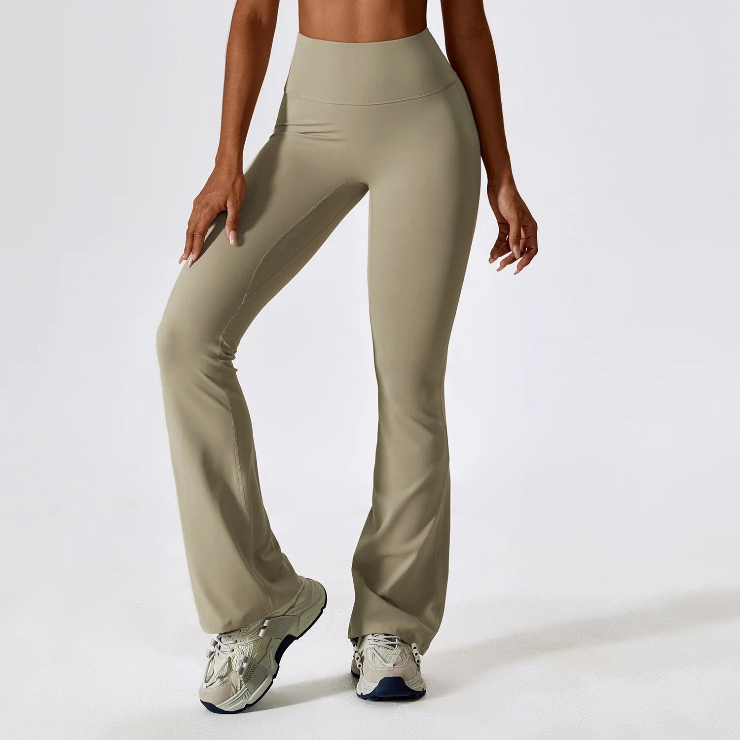 Broek met hoge taille van stretchstof en gladde lijn