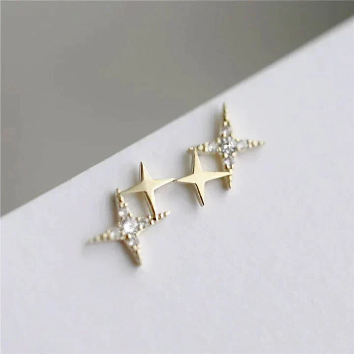 Star Stud Earrings with Zirconia