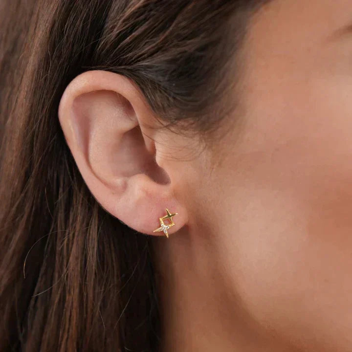 Star Stud Earrings with Zirconia