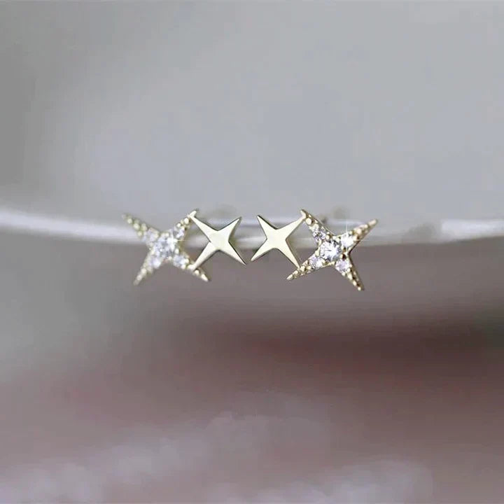 Star Stud Earrings with Zirconia