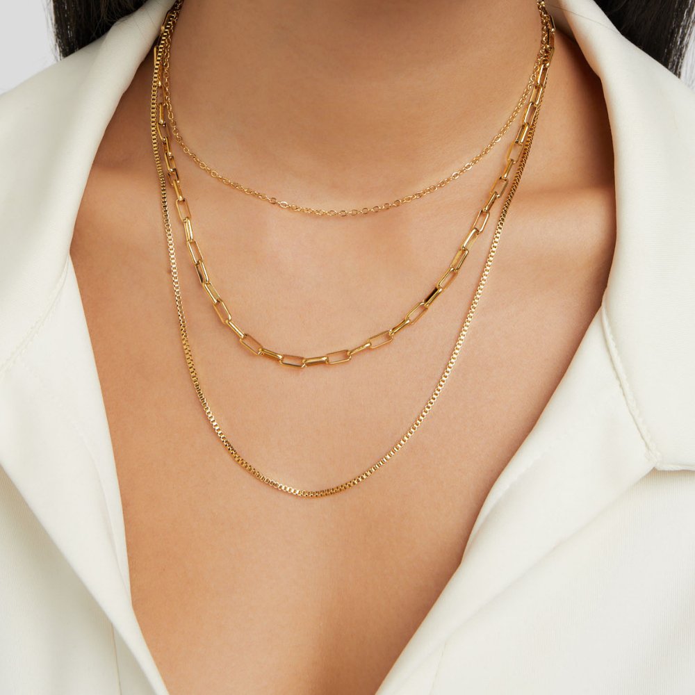 Triple-Layer Gold-Tone Chain Necklace