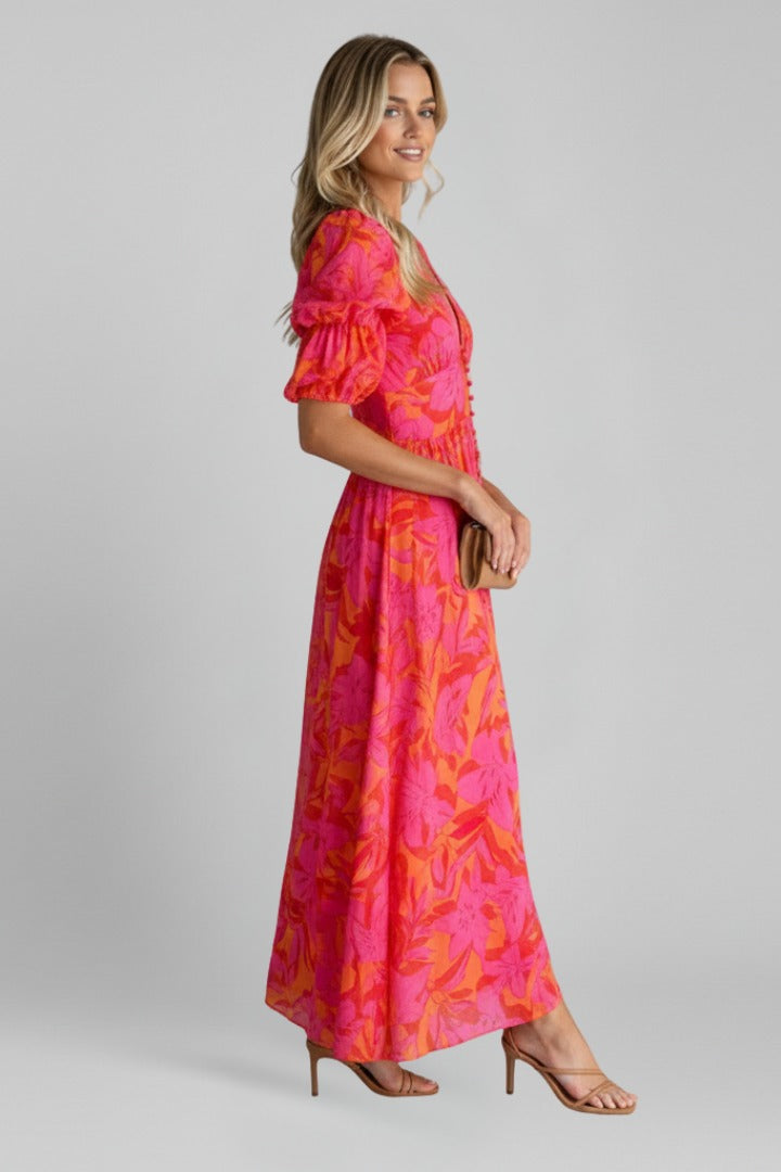Floral Print Relaxed Fit Summer Maxi Dress
