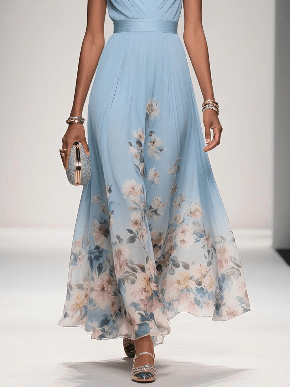 Floral Print Polished Relaxed Maxi Dress