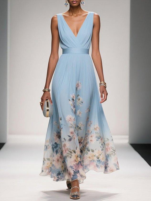 Floral Print Polished Relaxed Maxi Dress