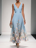 Floral Print Polished Relaxed Maxi Dress
