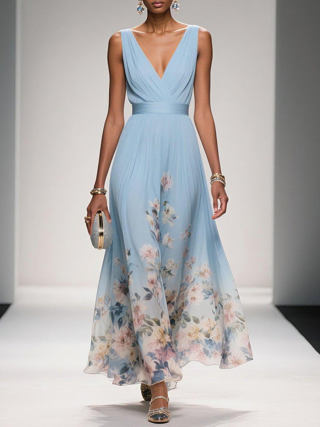 Floral Print Polished Relaxed Maxi Dress