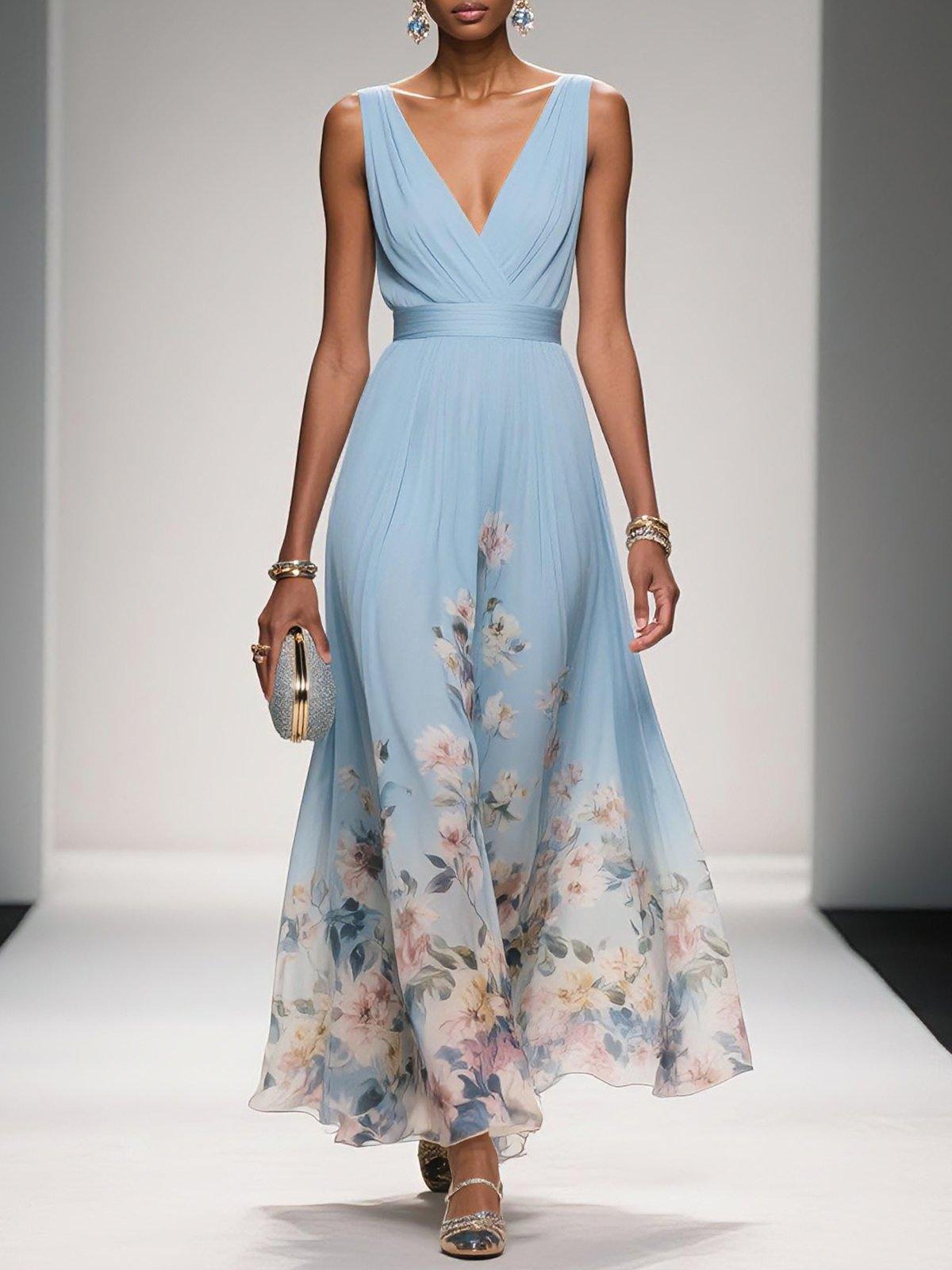 Floral Print Polished Relaxed Maxi Dress