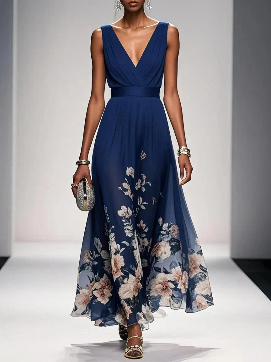 Floral Print Polished Relaxed Maxi Dress
