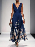 Floral Print Polished Relaxed Maxi Dress