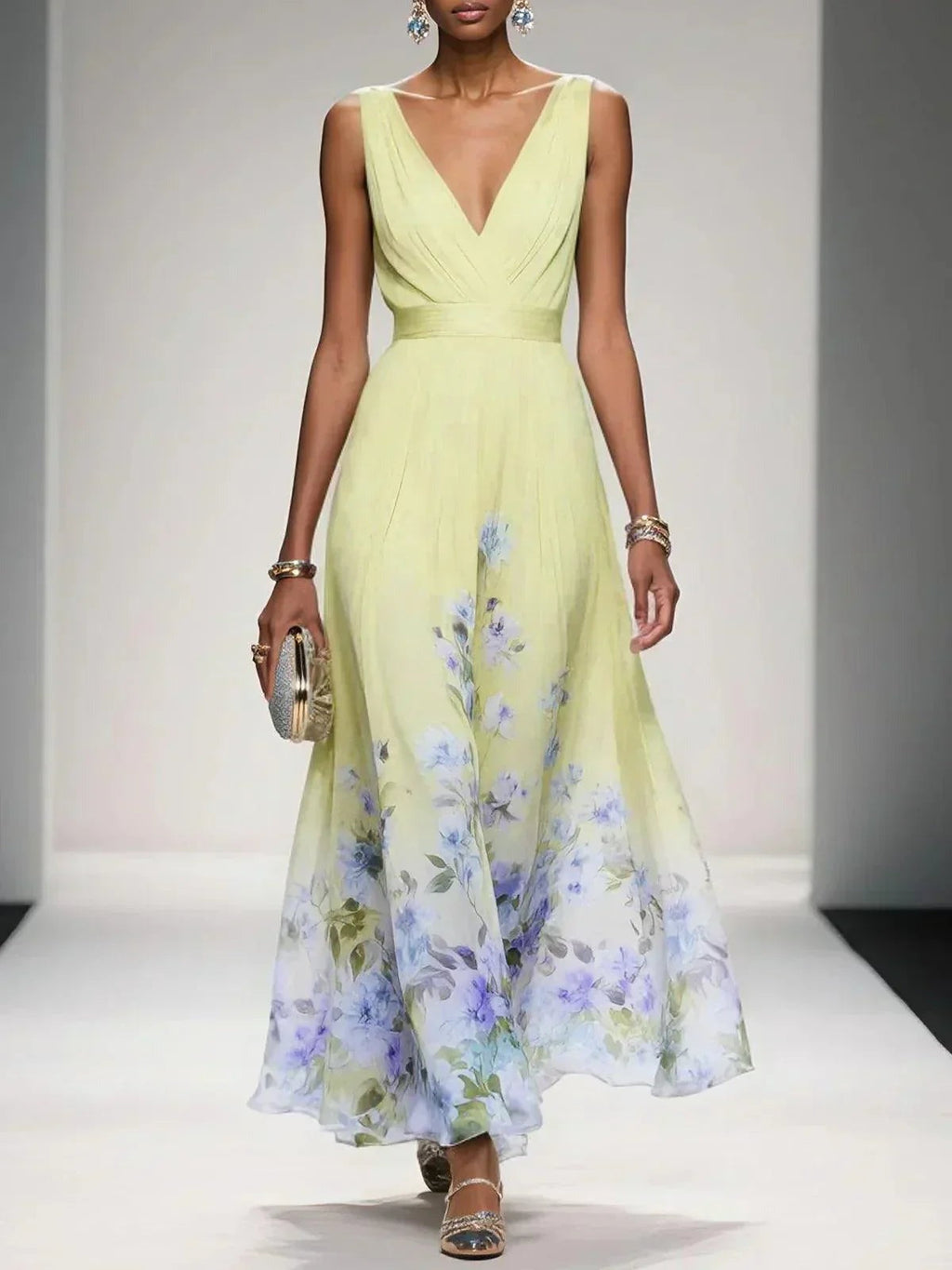 Floral Print Polished Relaxed Maxi Dress
