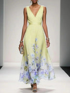 Floral Print Polished Relaxed Maxi Dress