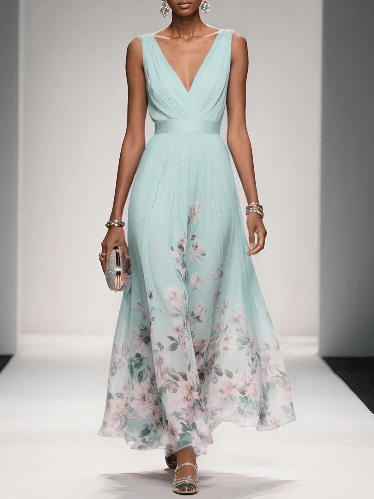 Floral Print Polished Relaxed Maxi Dress