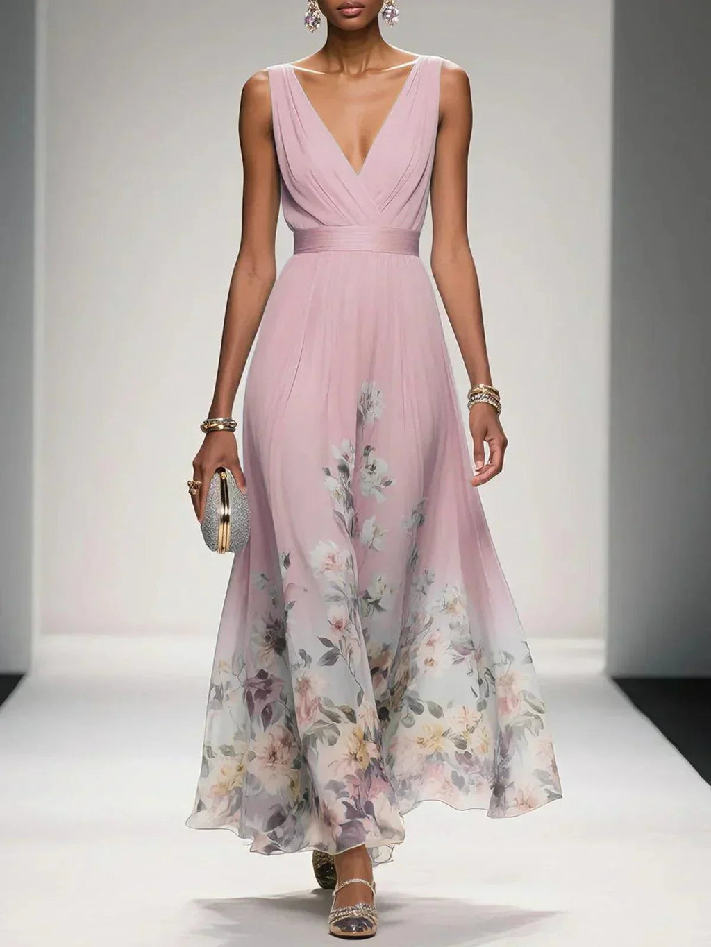 Floral Print Polished Relaxed Maxi Dress