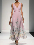 Floral Print Polished Relaxed Maxi Dress