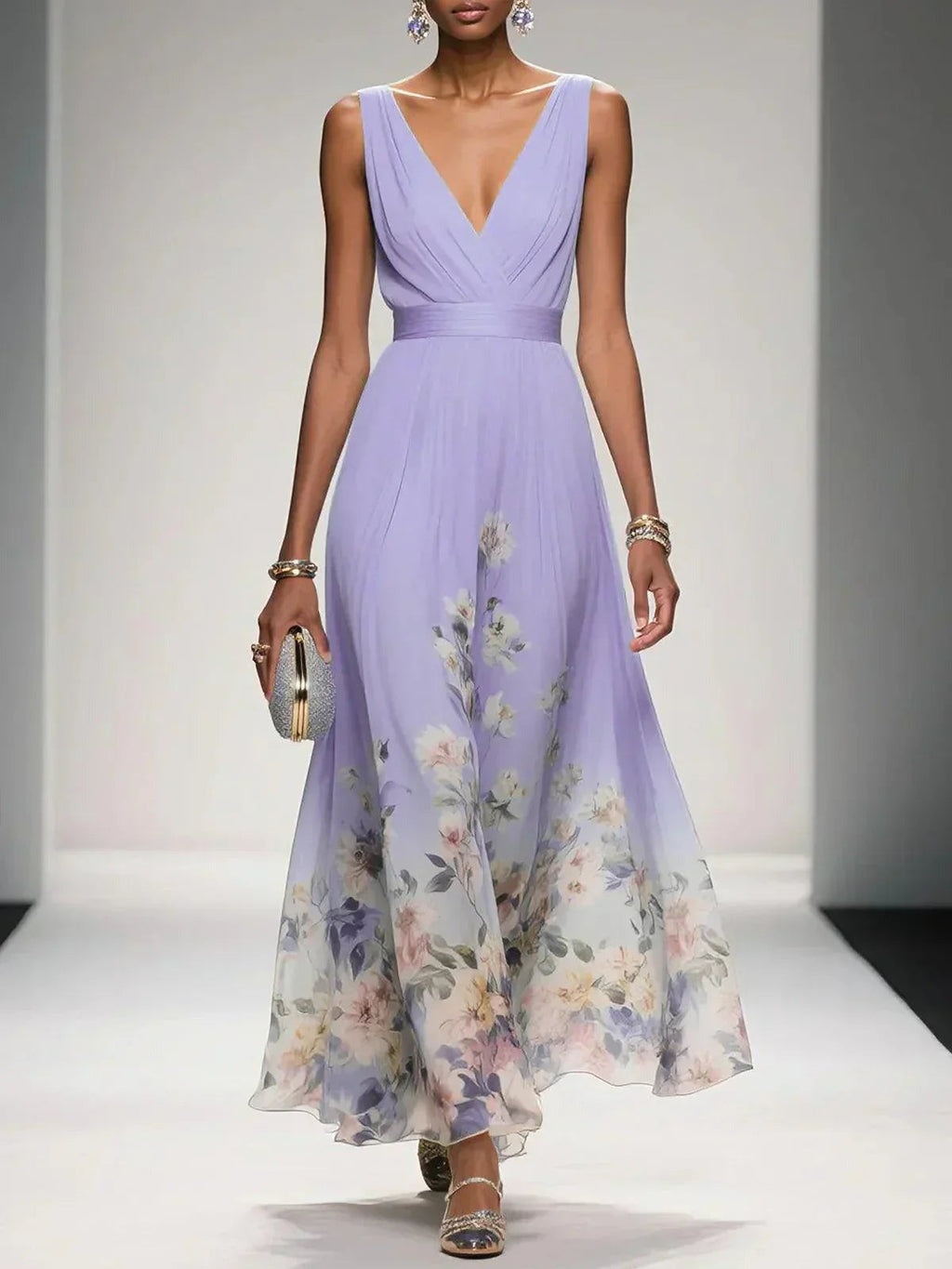 Floral Print Polished Relaxed Maxi Dress