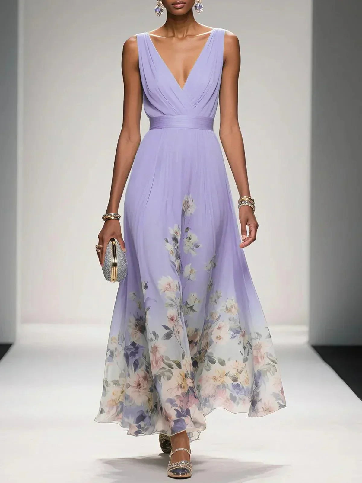 Floral Print Polished Relaxed Maxi Dress