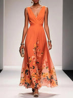 Floral Print Polished Relaxed Maxi Dress