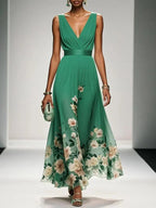 Floral Print Polished Relaxed Maxi Dress