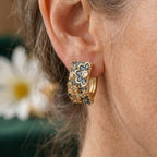Vintage-Style Blue Zirconia Hoop Earrings