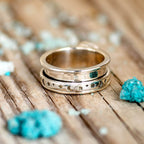 Celestial Stars, Moon and Moonstone Fidget Silver-Tone Ring