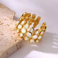 Adjustable White Stones Gold-Tone Ring