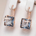 Blue Cube Gold-Tone Earrings
