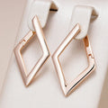 Rose Gold-Tone Open Rhombus Drop Earrings