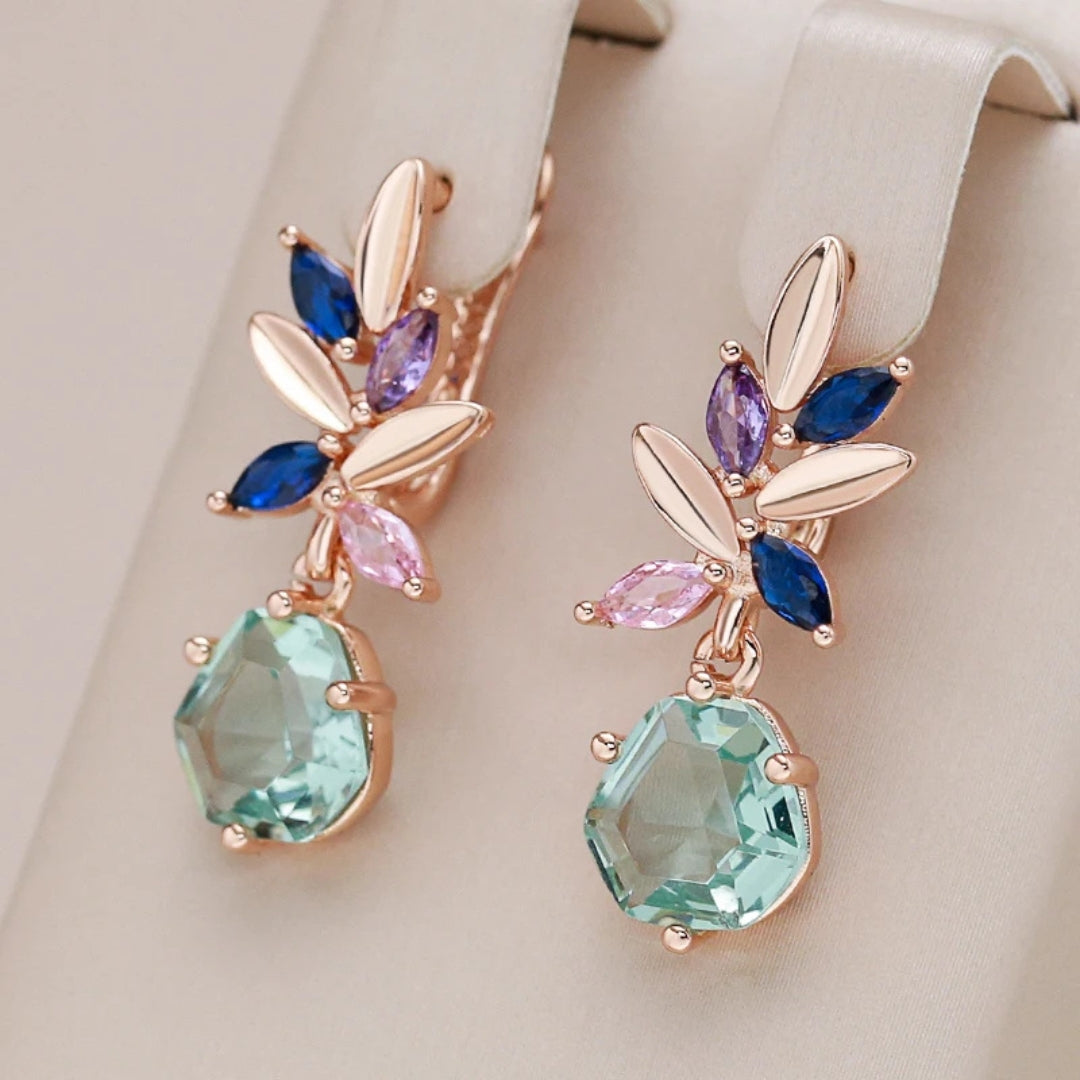 Colourful Crystal Flower Earrings