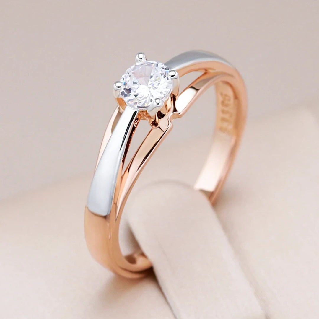Two-Tone Crystal Ring