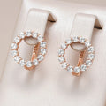 Crystal Circle Drop Earrings in Rose Gold Tone
