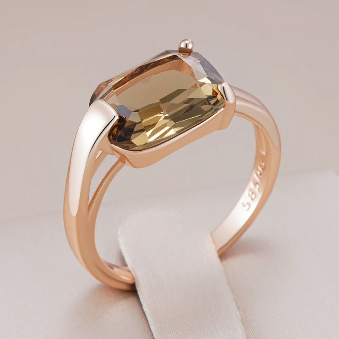 Orange and Greenish Crystal Ring