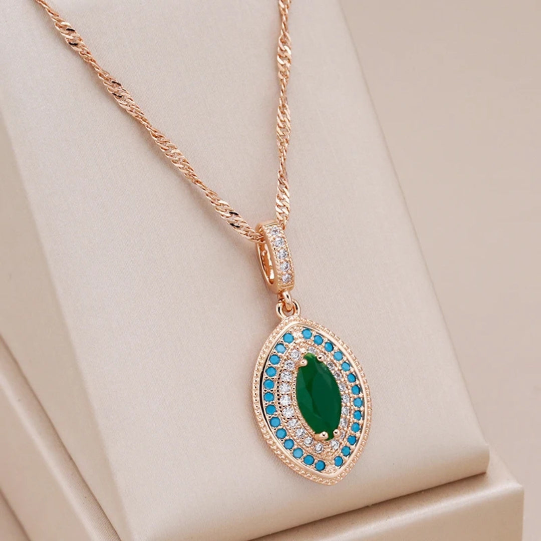 Blue and Green Mandala Necklace