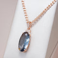 Blue Oval Gold-Tone Necklace