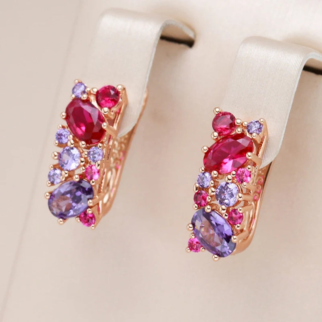 Red and Violet Crystal Earrings