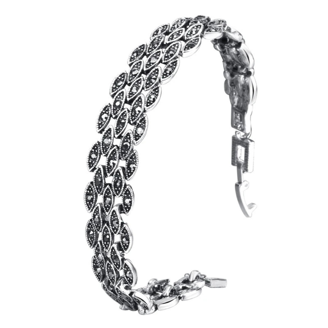 Ornate Silver-Tone Link Bracelet
