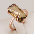 Orange Rectangular Crystal Ring