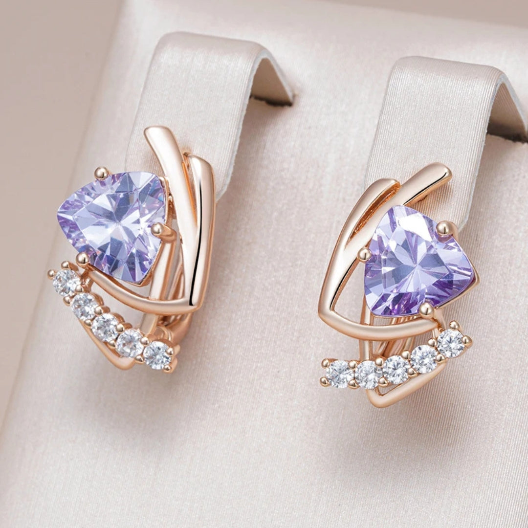 Bright Purple Gold-Tone Earrings