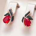 Black and Red Crystal Earrings