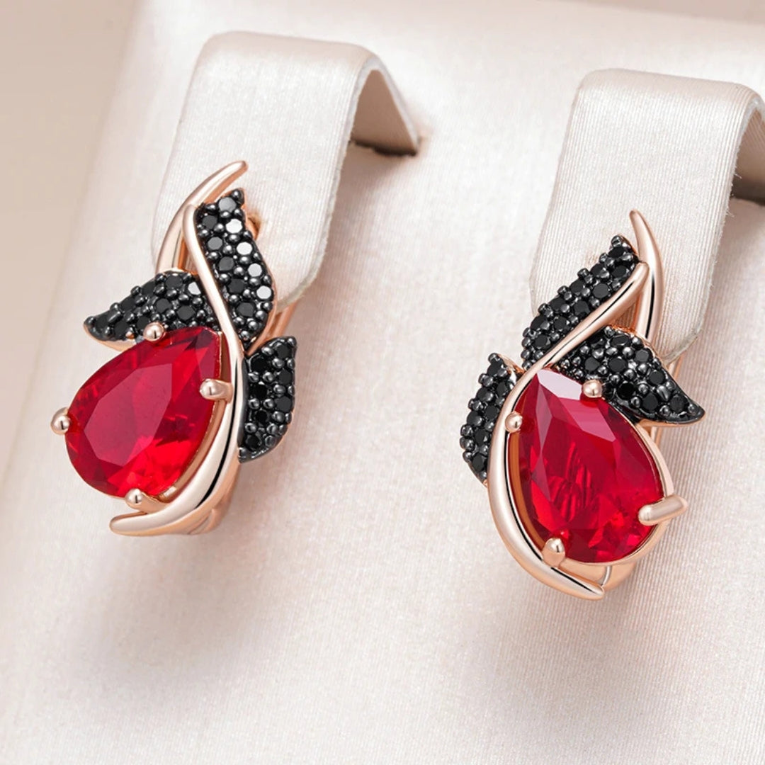 Black and Red Crystal Earrings