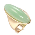 Oval Green Stone Gold-Tone Ring