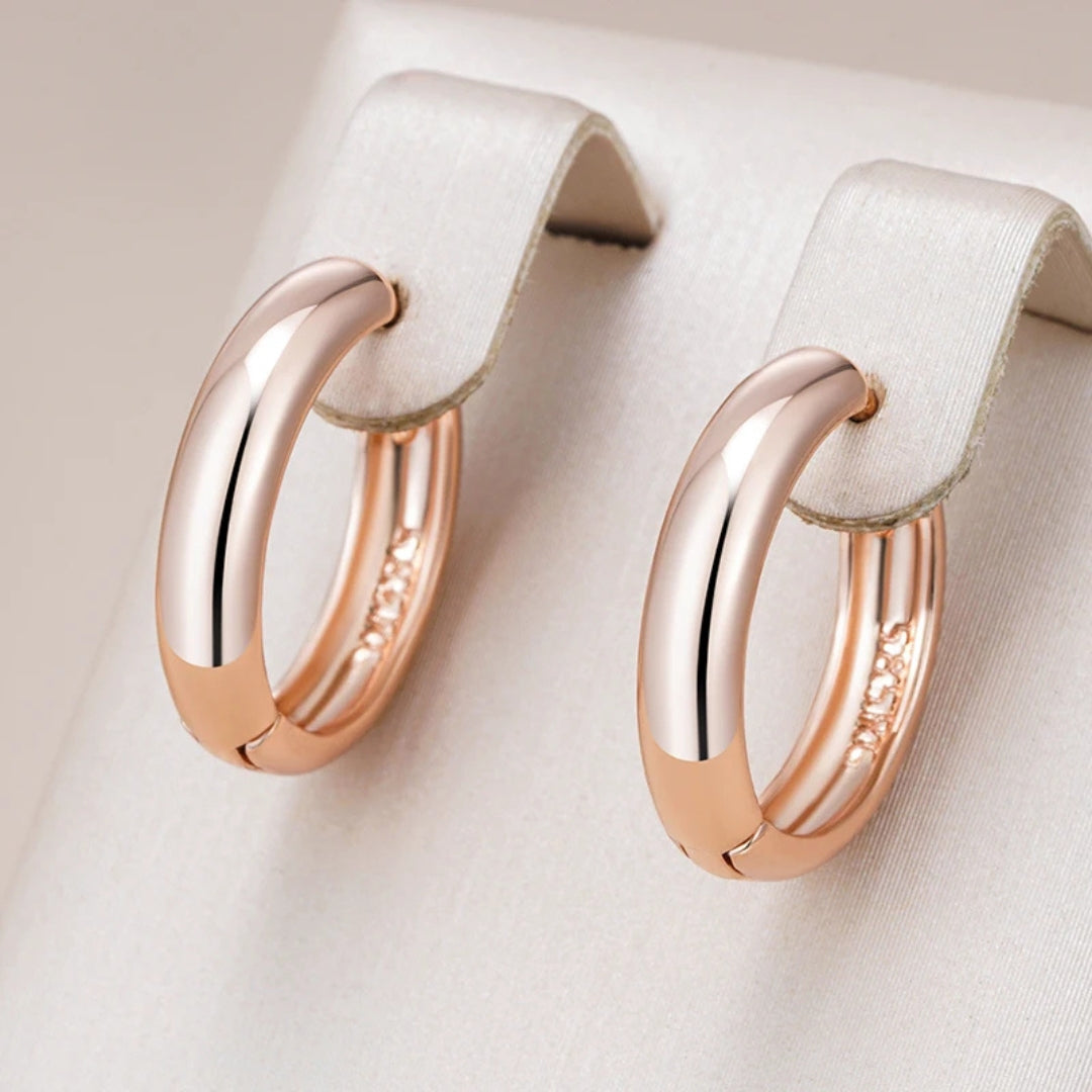 Rose Gold-Tone Double-Line Hoop Earrings