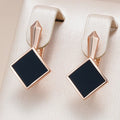Black Square Geometric Drop Earrings